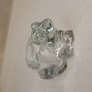 Indiana Glass Clear Glass Frog Candle Holder  Vintage